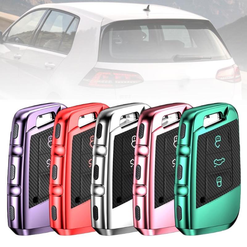 

Carbon Fiber Texture Car Key Fob TPU Protection Cover Shell Case for VW Magotan Remote Fob Shell Cover