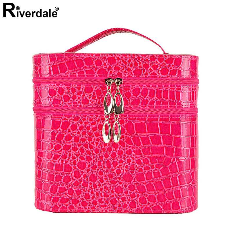 

Alligator Makeup Travel Case Large Women PU Cosmetic Box Portable Female Beautician Suitcase Organizer Professional Make Up Bag, Watermelon red