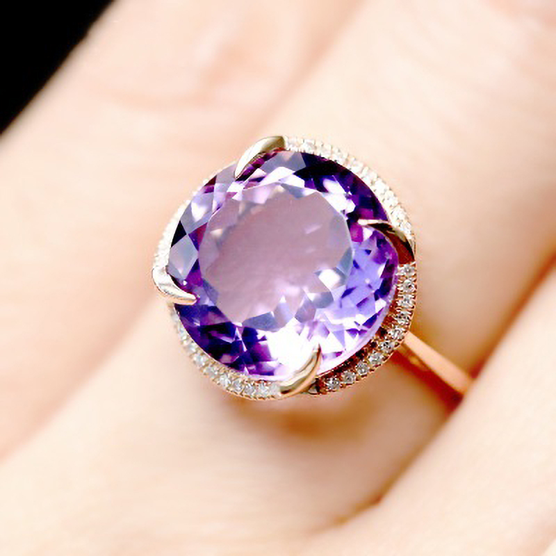 

2020 New Luxury Purple/Yellow/Blue Zircon Adjustable Rings For Women Fashion Female Jewelry Party Accessories Birthstone Gifts