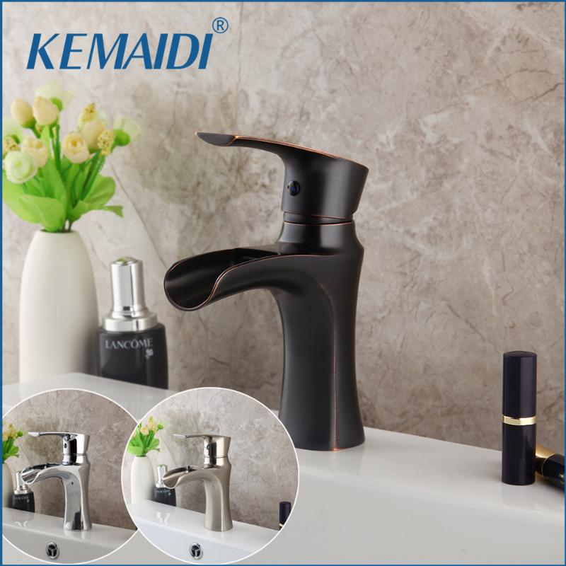 

KEMAIDI Black ORB Deck Mounted Basin Water Faucet Chrome Tap Hot And Cold Water Carved Bathroom Faucets Mixer