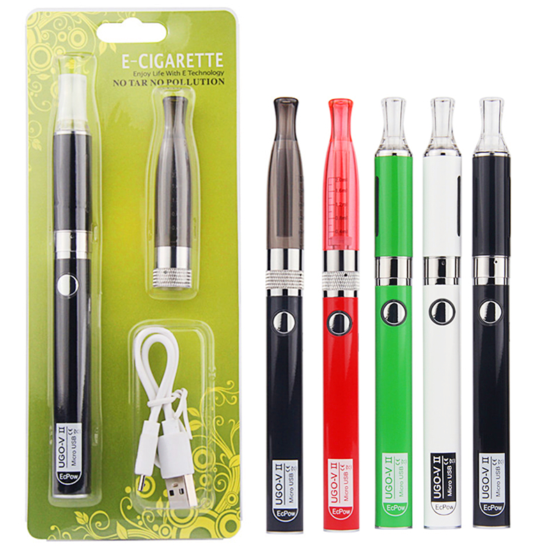 

Updated EVOD Pack Set eGo Vape Pen Starter Kits with MT3 H2 Atomizer 650 900 mah UGO V ii USB Battery Pass Though PK CE5 Blister kit, Multi