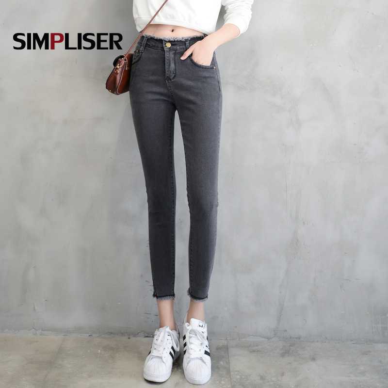 

High Stretch Women Jeans Pants Plus Size 32 High Waist Pencil Pants Black Blue Grey Skinny Jeans Leggings Push Up Denim Trousers