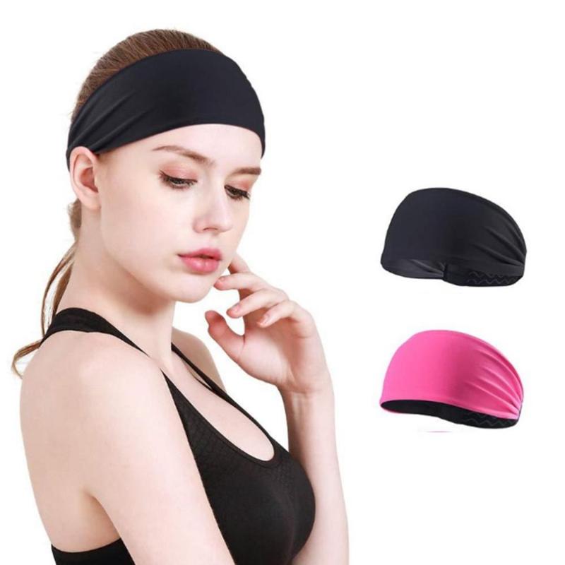 

Sports Headband Solid Color Fold Yoga Outdoor Fitness Non-Slip Running Stretch Turban Wide Sport Safety Gym Hairband Accessories, Black