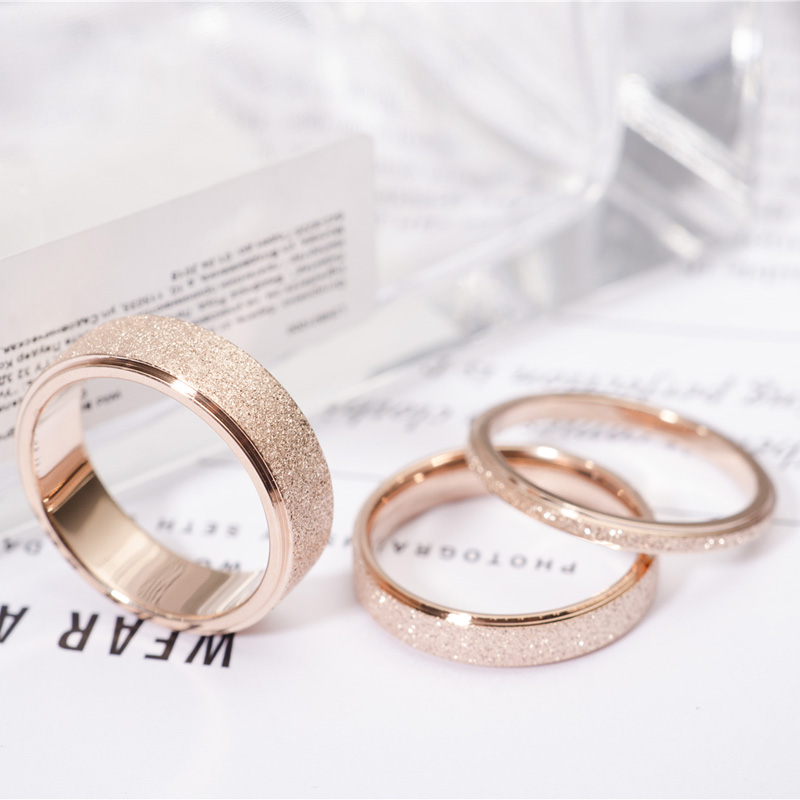

Top Quality Rose Gold Color Frosted Finger Ring for Woman Man Wedding Jewelry 316L Stainless Steel Never Fade Size 4-10 (GR202