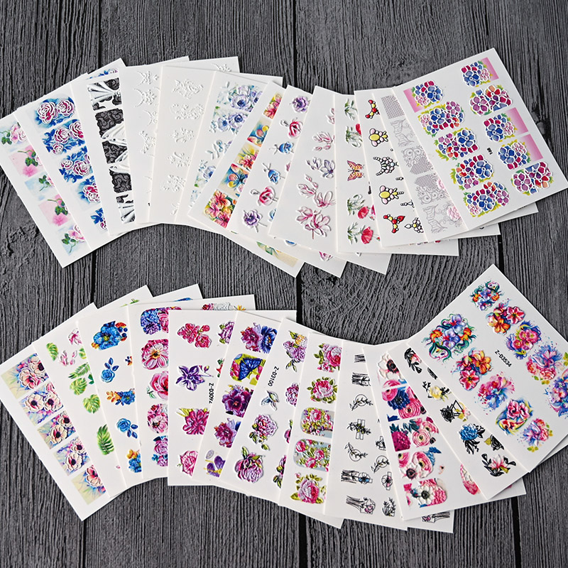 

1pcs Japanese style nail art flower stickers 5D water transfer watermark stickers for nail decals new arrival tc235346-g3465, 12