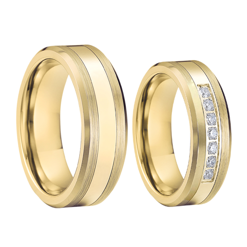 

Luxury Gold Filled 100% true Tungsten carbide jewelry Finger Ring marriage couple wedding rings for men and women