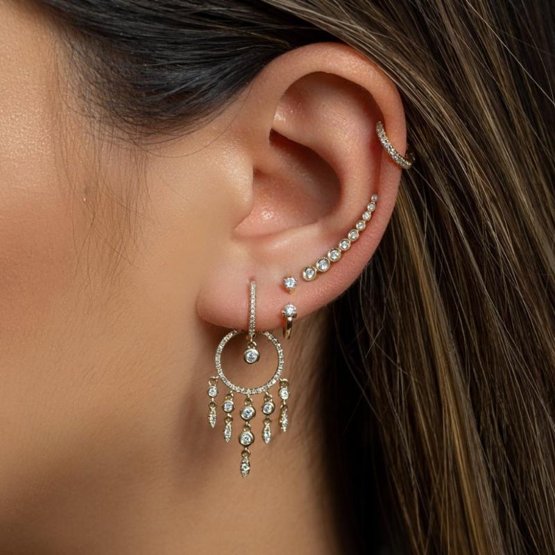 

Wind Chimes Dream Catcher earrings With zirconia cz dangle earring Wall Hanging Dreamcatcher Craft Gift Home Decoration