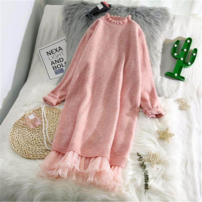 

Fashion sweater women Korean version over the knee autumn and winter sweater for women 2020 new knitted dress PZ3550, Gray