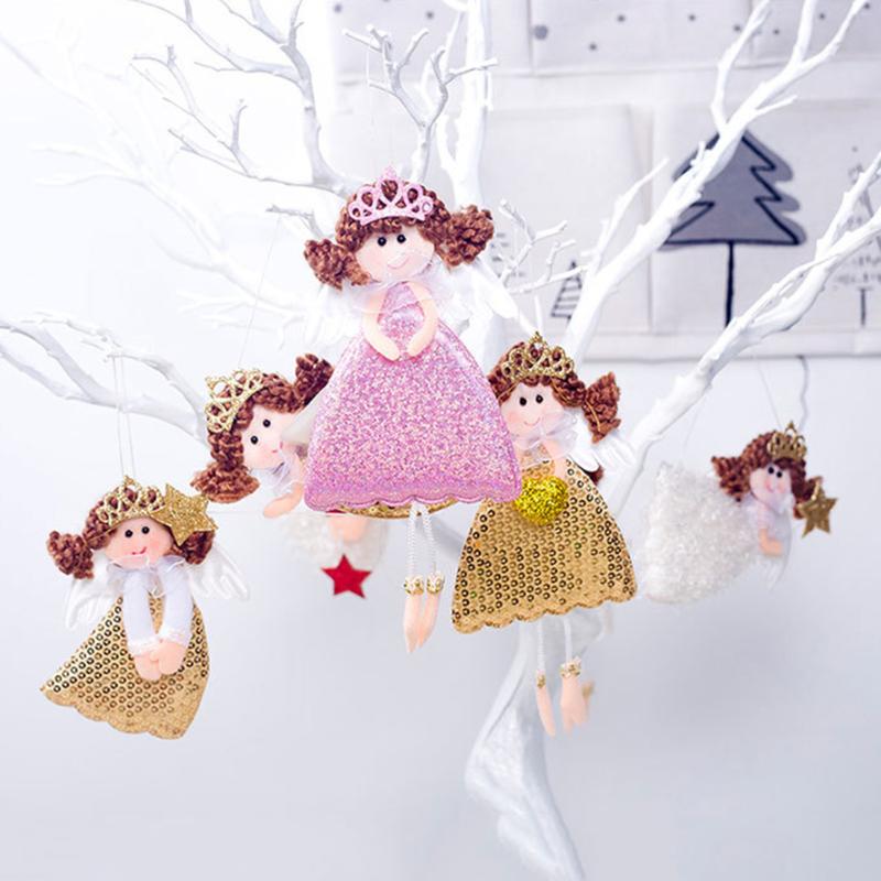 

3pcs Sequin Skirt Crown Girl Angel Doll Pendant Christmas Tree Hanging Ornament for New Year Children Gift