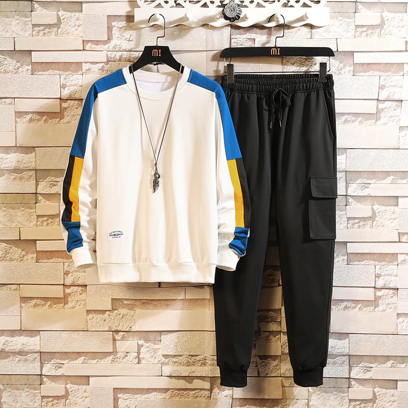 

Patchwork Men's Sportswear Sets 2020 Autumn Spring Hoodies Casual Tracksuit Sweatshirt + Sweatpants kg-56, W500 k26 b