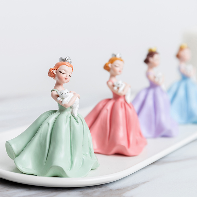

Princess Cat Cartoon Figurine Model Home Decor Miniature Resin Craft Ornament Mini Garden Fairy Decoration DIY Accessories
