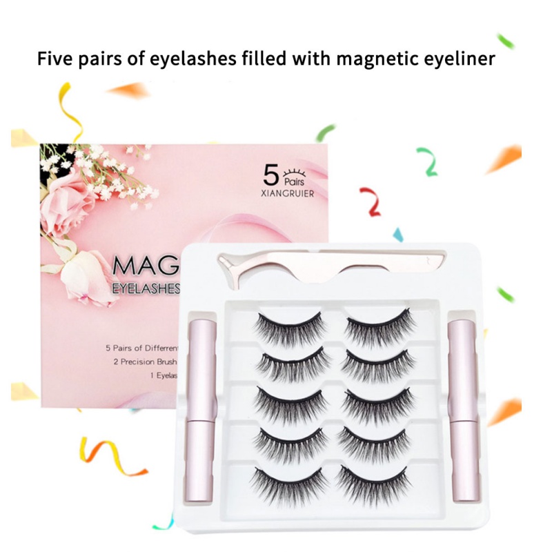 

Magnetic False Eyelashes Kit False Lashes 5 Pairs With Tweezers Five Magnet Magnetic Eyeliner And Lashes