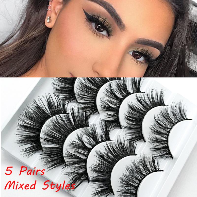 

5Pairs Handmade Multi-styles Criss-cross False Eyelashes Wispy Flared Natural Long Eye Lash Extension Eye Cosmetics Makeup Tools