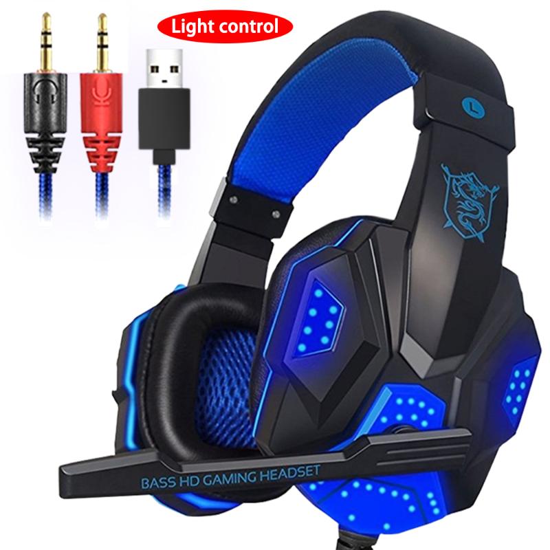 

2020 New Gaming Headset Earphone Wired Gamer Headphone Stereo Sound Headsets with Mic LED light for Computer PC Gamer