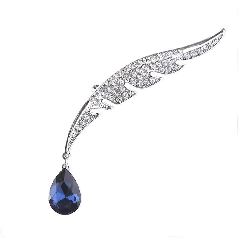 

Feather crystal brooch jewelry women clothing accessories alloy pin and brooch female party decorations
