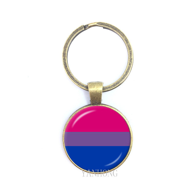 

Key chain color flag tinplate badge support gay bisexual symbol bag pendant key chain jewelry accessories