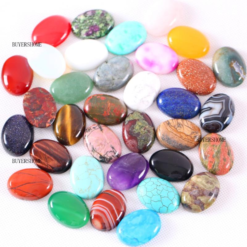 

5Pcs Natural Stone Cabochon CAB Real Pink Crystal Lapis Opal Onyx No Drilled Hole Oval Beads Cabochon for Women Jewelry Making