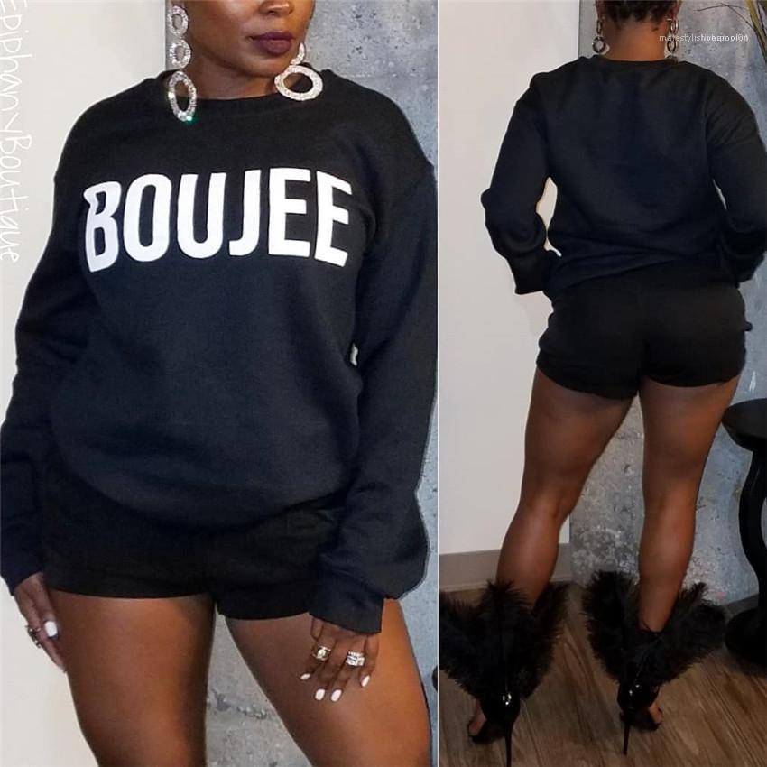

Sweatshirts Spring Autumn Casual Couples Womens Hoodies BOUJEE Womens Hoodies Letters Long Sleeve O-neck Loose Ladies, Black