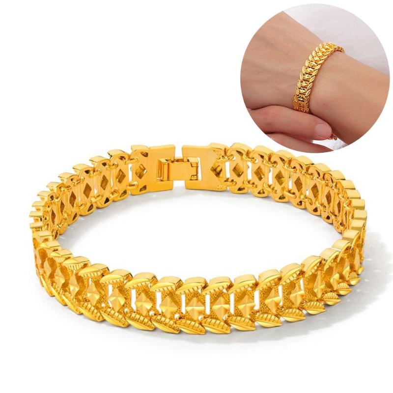 

Chic Unisex Gold Plated Rhombus Link Chain Bracelet Bangle Wrist Jewelry Gift