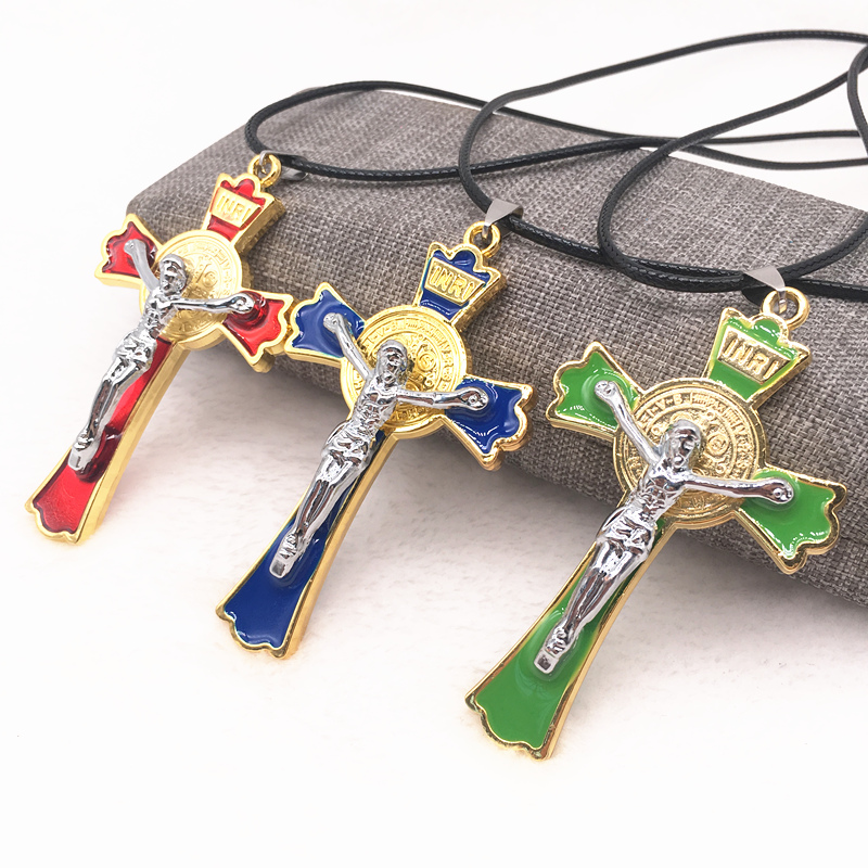 

Fashion Men Jewelry Initial Letters Carved Imitation Gothic Jesus Cross Titanium Steel DIY Pendant Necklace