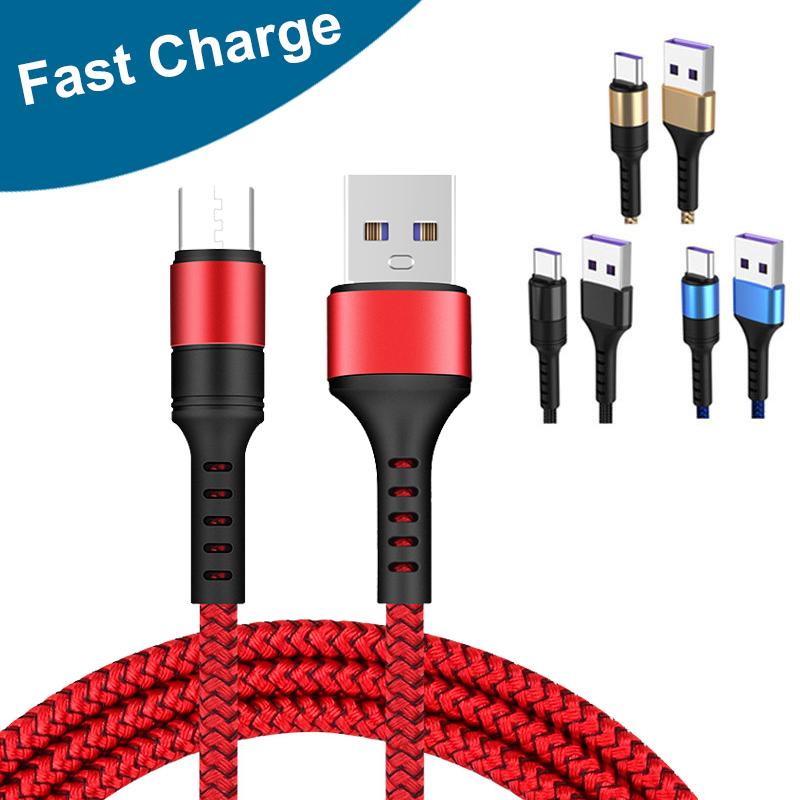 

Type C Cable Micro USB Fast Charging Quick Sync Data High quality Cord phone cable .5m 1m 2m 3FT, Red