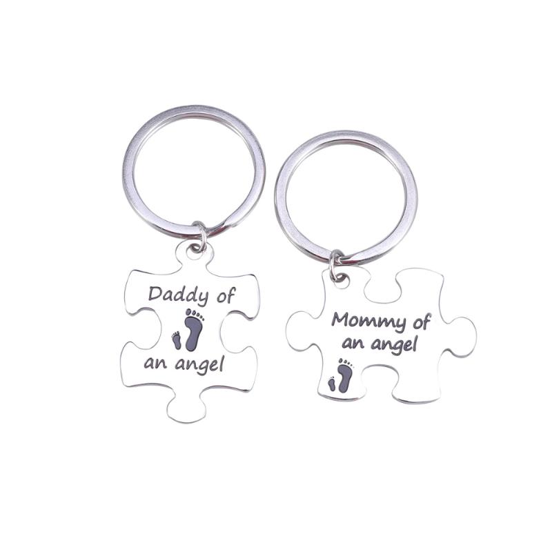 

2pcs Lead-free Puzzle Nickle-free Mommy Daddy of an Angel Keychain Set Sympathy Gift Miscarriage Jewelry Miscarriage Keepsake