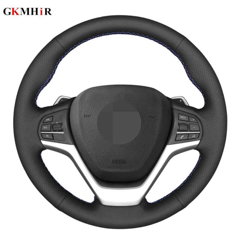 

DIY Hand-stitched Black Genuine Leather Car Steering Wheel Cover For X5 F15 2013-2020 X6 F16 2020-2020