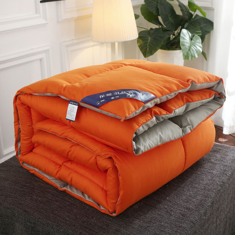 

High-grade feather velvet cotton quilt autumn and winter quilt thickening warm dormitory bedding single double universal, Orange