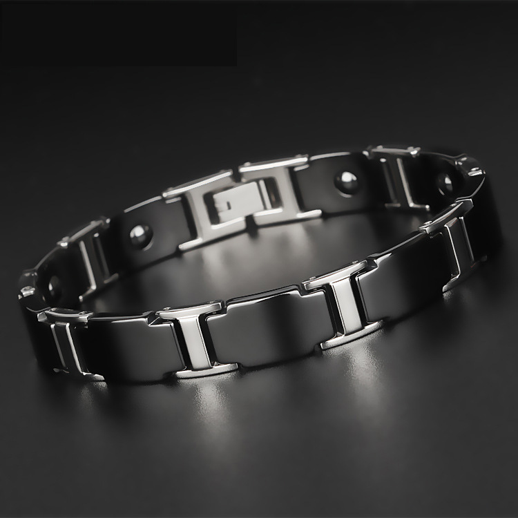 

Men Silver Color Stainless Steel Health Magnet Bracelet Jewelry Gold Black Ceramic Mens Women Bracelets Man Bracelet Jewellery