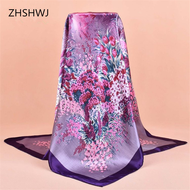 

ZHSHWJ]90*90CM flower pattern women scarf, spring and summer women's decorative shawl, luxury big square scarf, fashionHijab