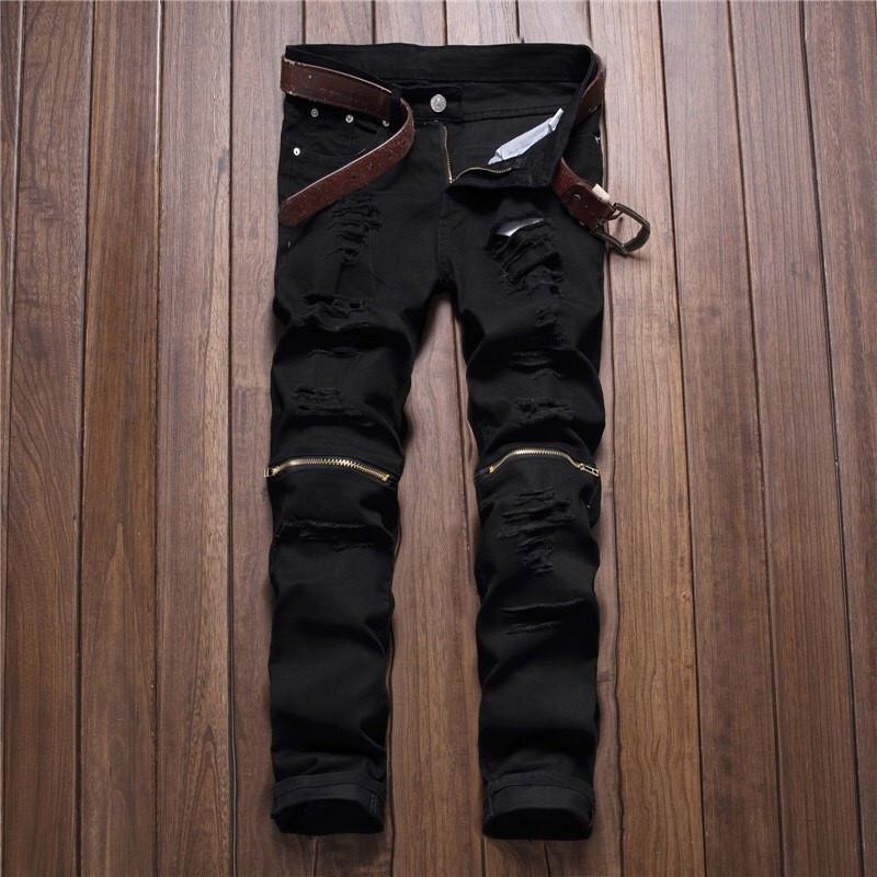

men trousers Man black red white jeans 2020 autumn men Casual Denim Pants Classic Cowboys Young hole zipper jeans Slim trousers