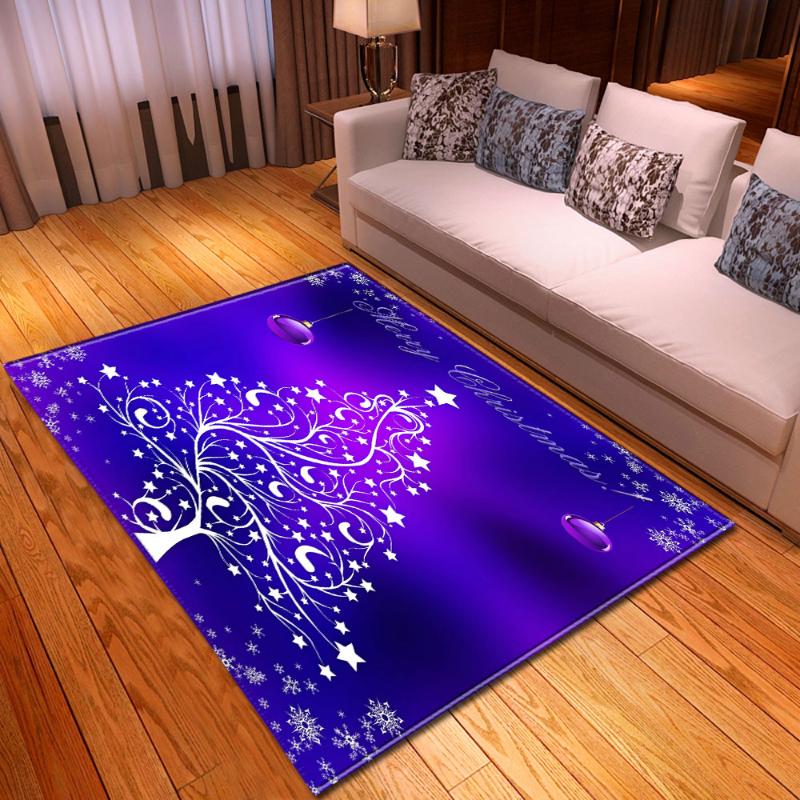 

Happy Christmas Living Room Carpet Home Decor Children Play Mat Purple Xmas Tree Modern Parlor Bedside Area Rug, No-4