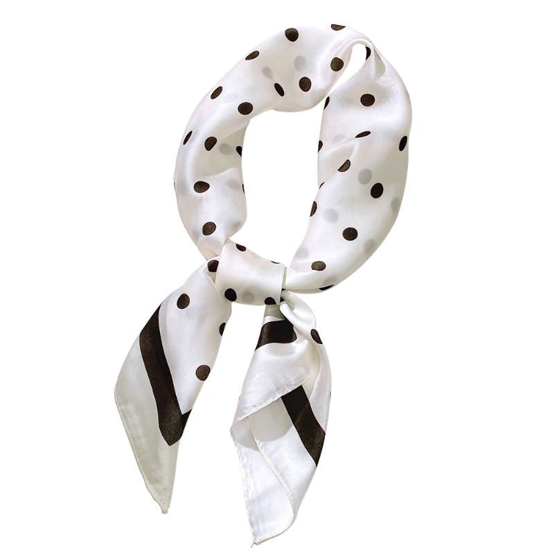 

Polka Dot Daily Women Square Scarves Casual Waiter Office Elegant Gift Soft Smooth Dating Neck Ring Fashion Hotel Party Chiffon