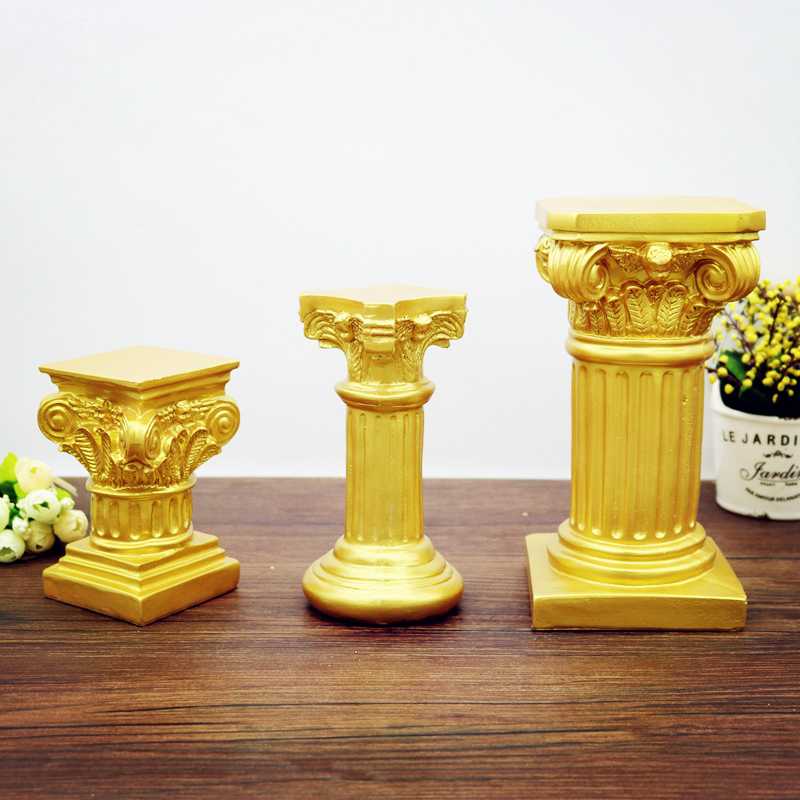 

New Wedding Props Golden Roman Column Ornaments Creative Living Room Wine Cabinet Office Model Room Soft Decoration Furnishings