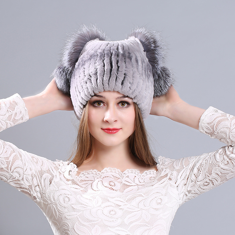 

Winter women's ear protection cold and warm Korean style rex fur hat