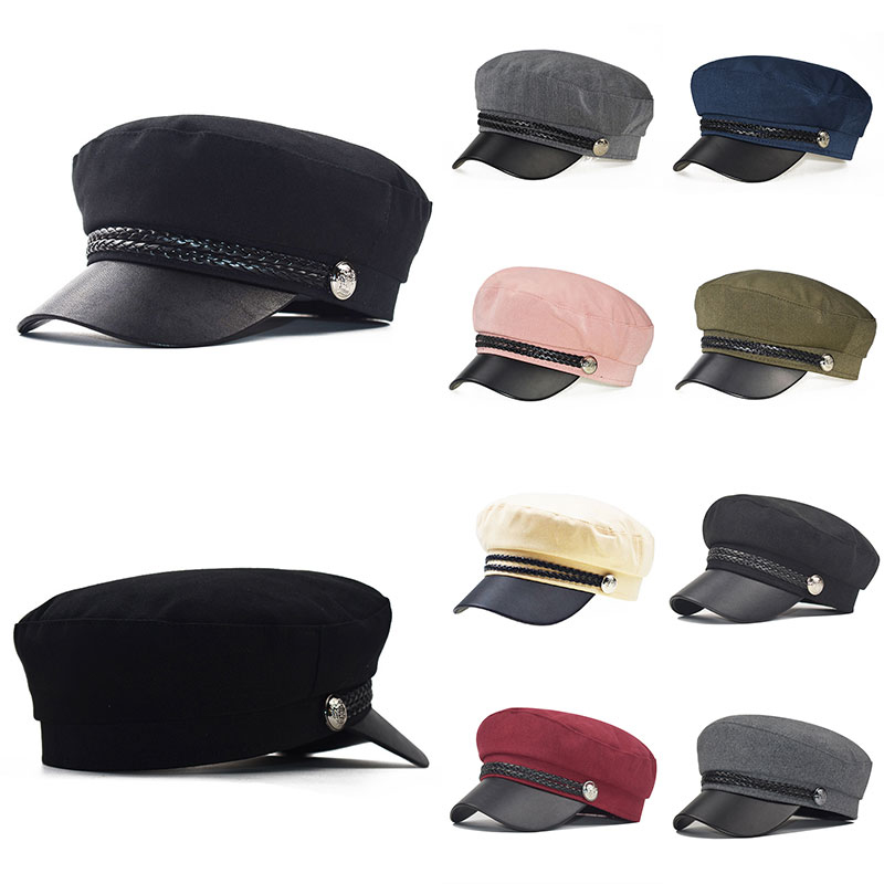 

New Lace cotton cap Octagonal hat women Casual streetwear rope flat cap Elegant autumn winter warm beret hat Girl Wine Red Black, Grey