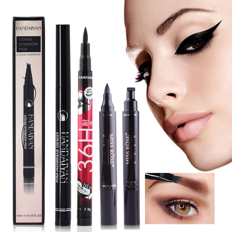 

Natural Waterproof Eyeliner Pencil Long-lasting Eye Liner Pen Make Up Tool Eyeliner Stamp Template Stencil Eyebrow Tattoo Pencil, Type a 1pcs
