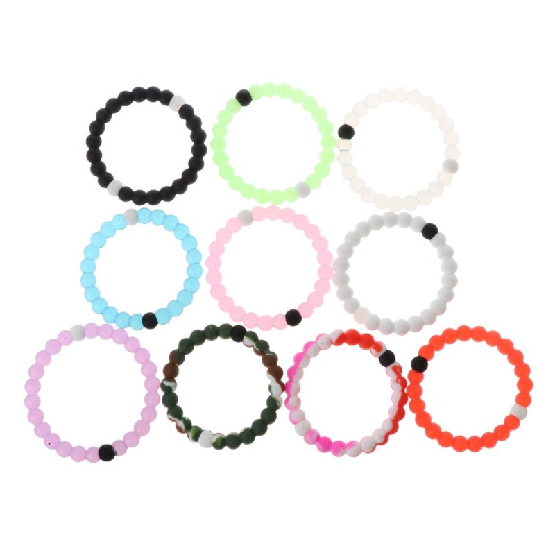 

10 Colors Assorted Rainbow Stretchy Silicone Bead Friendship Bracelets Jewelry Gift