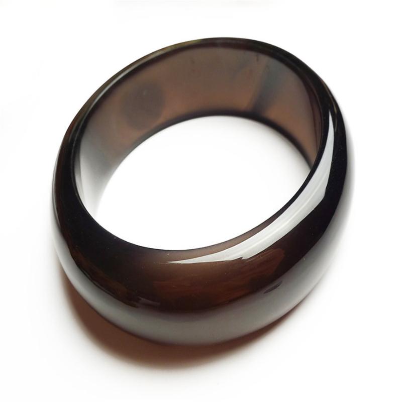 

Genuine Natural Black Obsidian Gem Stone New Fashion Summer Style Women Ladies Round Natural Crystal Bangles Inner Diameter 57mm