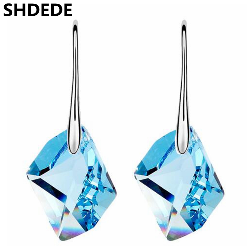 

SHDEDE Female Fashion Jewellery Blue Crystal from Long Drop Earrings Jewelry For Women Pierced -6929