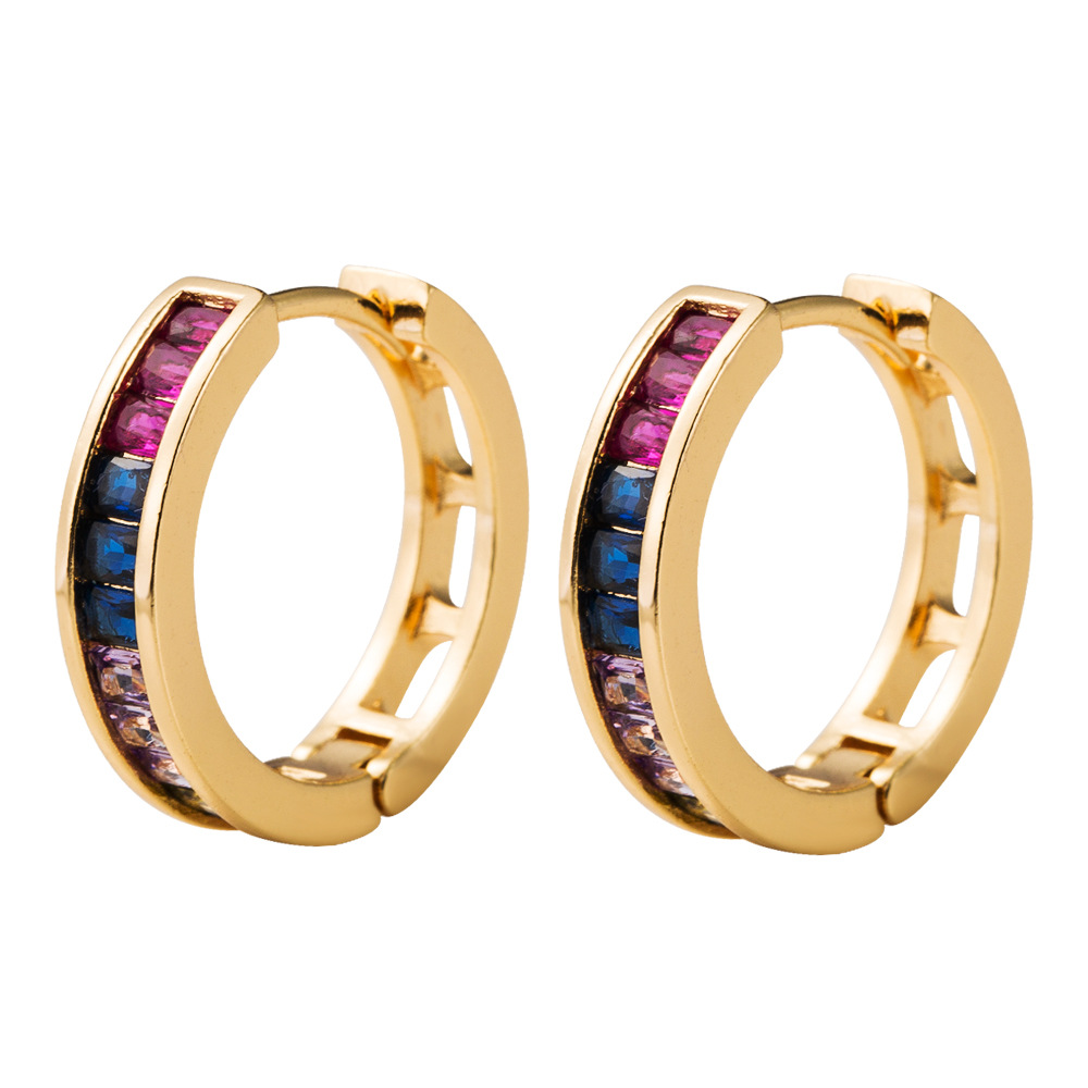 

Hot models ins earrings women's copper earrings micro-set color zircon exquisite rainbow series trend 2020