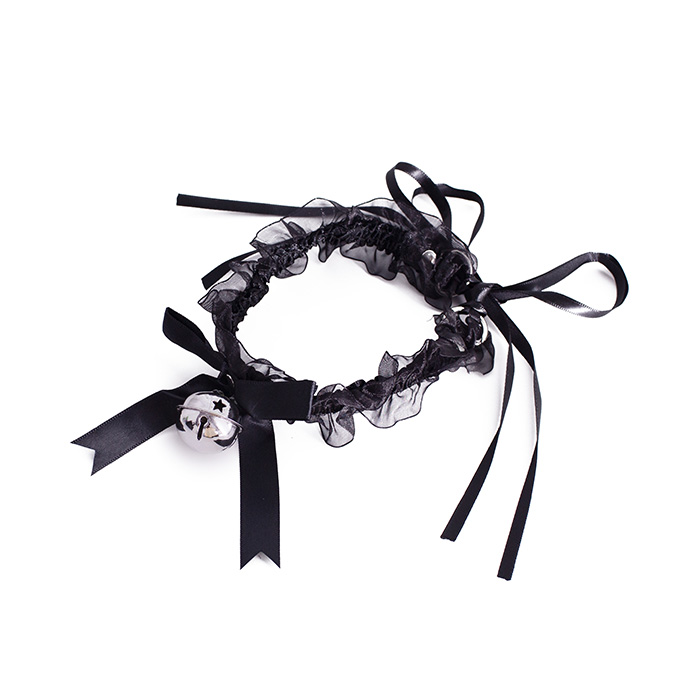 

Chokers Japanese-Style Cute Chiffon Lace Collar Big Bell Bow Cat Lace-up Neckband Traction