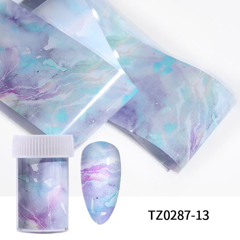 

100cm*4cm Nail Foils Marble Series Pink Blue Foils Paper Nail Art Transfer Sticker Slide Art Decal Nails Accessories 1 Box, Nail gel