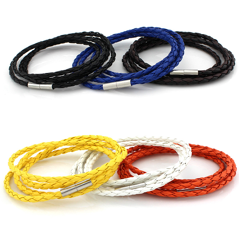 

Men's Genuine Leather Bracelet Magnetic Buckle Black Wrist