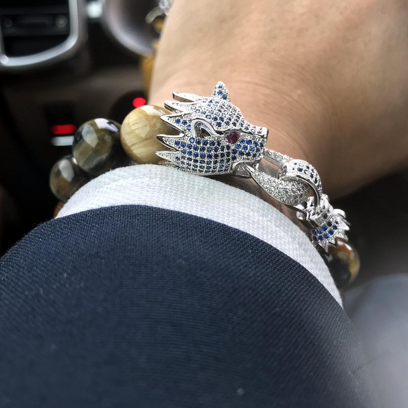 

Bangles Bracelet for Men Charm Bracelet Homme Dragon Cz Zricon Handmade Jewelry Pulseira Masculina Korean Viking