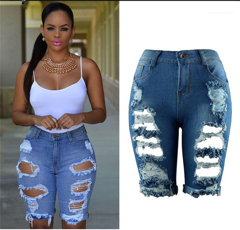 womens knee length jean shorts