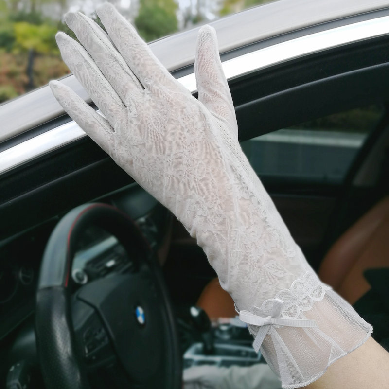 

Lady Lace Gloves Ultra-thin Sunscreen UV Protection Summer Medium Long Luvas Guantes Outdoor Driving Anti-skid Hand Muff H3097