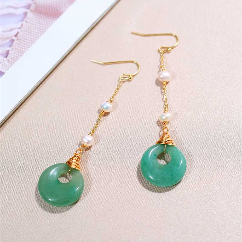 

DAIMI 5-6mm Pearl Earrings Green Emerald design Pearl Earrings For Women Gift