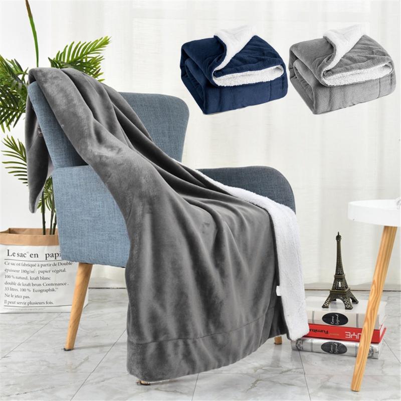 

Fleece Sherpa Lambskin Blanket Thick Double-layer Flannel Blanket 60x80Inch Blankets on Bed Home Textiles