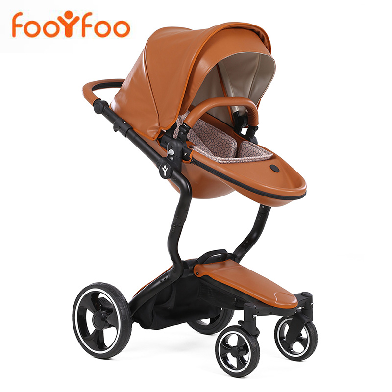 

Foofoo Baby stroller High landscape baby trolley leather